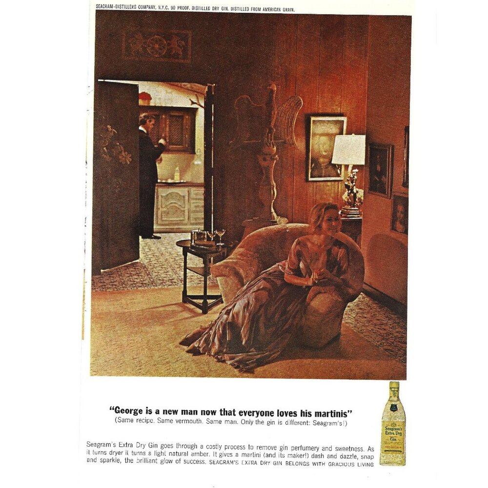 Seagram Extra Dry Gin Mid Century Modern Advertisement 1960s Vintage Print Ad 9
